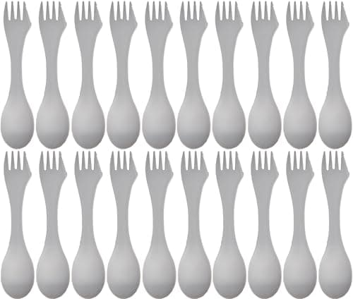 Utility Spork 3-in-1 Combo Spoon-Fork-Knife Camping Utensil (20 pack, Grey)