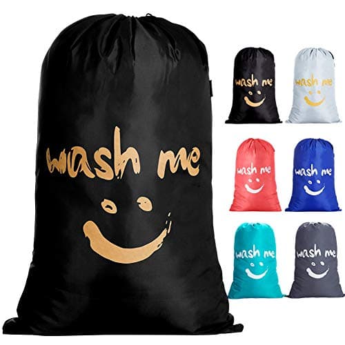 IHOMAGIC Large Travel Laundry Bag, Large Laundry Bag, Wash Me Storage Bag, Hand Washable, Lightweight Bag for Dirty Clothes 120L for Dorm, Camp and Apartments, Travel, Black