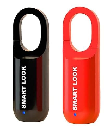 Fingerprint Padlock Mini Smart Padlock Keyless USB Charging Biometric High Security Lock for Gym Locker, Shed Locker, Storage Units, Luggages, Suitcases (Black+Red)