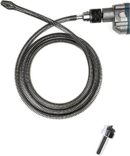 Spring Sewer Dredging Tool, Clog Remover Snake Drain with Drill Adapter, Spring Pipe Dredging Tools Drain Hose Cleaner Sticks Cleaner, for Kitchen Sink Bathroom Tub Toilet Clogged (3m)