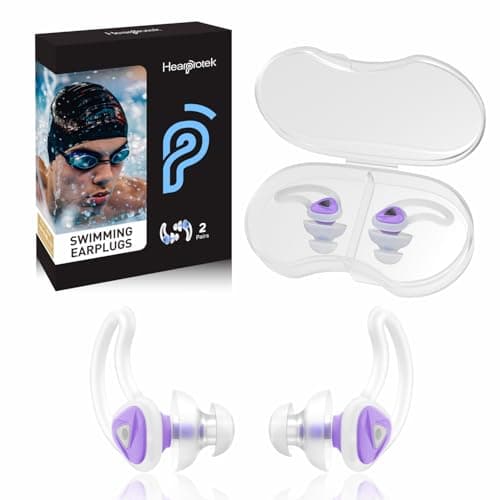 Hearprotek Swimming Ear Plugs Adults, 2 Pairs Silicone Waterproof Swim Earplugs Protection for Pool, Shower, Bath, Swim Water Sports Purple
