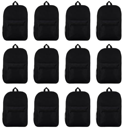 Yacht & Smith 12 Pack Backpack, Bulk 17 inch Lightweight Outdoor Travel Gym Corporate Events Bag, 12 Pack Black, 17 Inch, Travel Backpacks