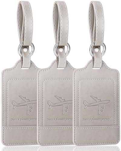 Teskyer 3 Luggage Tags for Suitcases, Travel Essentials, Grey