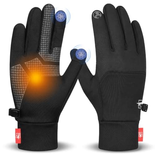 TOLEMI Thermal Winter Gloves for Men Women, Anti-Slip Touch Screen Liner Gloves for Running, Walking, Riding, Driving and Cycling