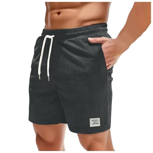 NNGOTD Mens Cargo Shorts Combat Casual Cotton Elastic Waist Shorts with Multi Pockets Workwear Open Hem Tracksuits Trousers Slacks Slim Fit Stretch Jogger Sweatpants (Dark Gray,M)
