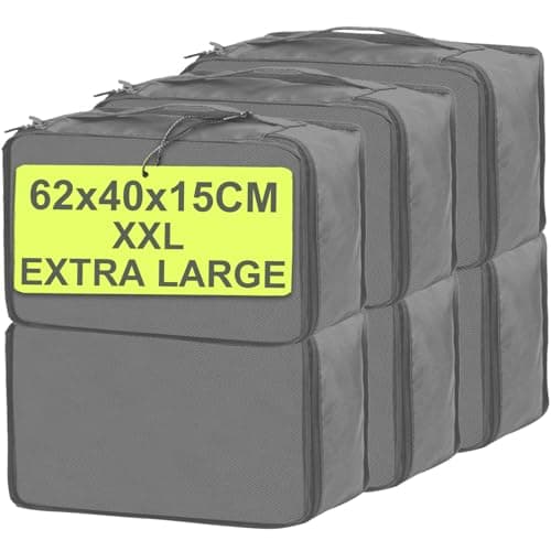 Extra Large Packing Cubes 6 PCS, 62x40x15CM Same Size Suitcase Organiser Bags, Mesh Packing Cubes for Suitcases Extra Large Set Only (Light Gray, 6 x XXL)