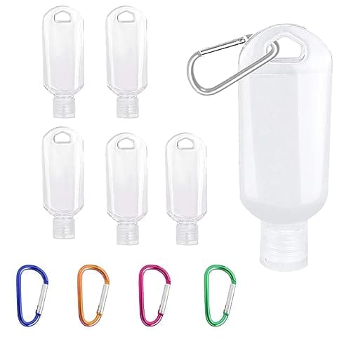 Clear Portable Travel Bottles,50ml Hand Sanitizer Containers with Hook,5pcs