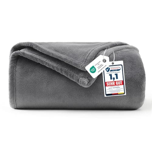 WAVVE Fleece Blanket Sofa Throw Grey 4ft x 5ft - Fluffy Soft Warm Versatile Blanket for Sofa/Couch/Bed Throw/Single Size Gray,130x150 cm