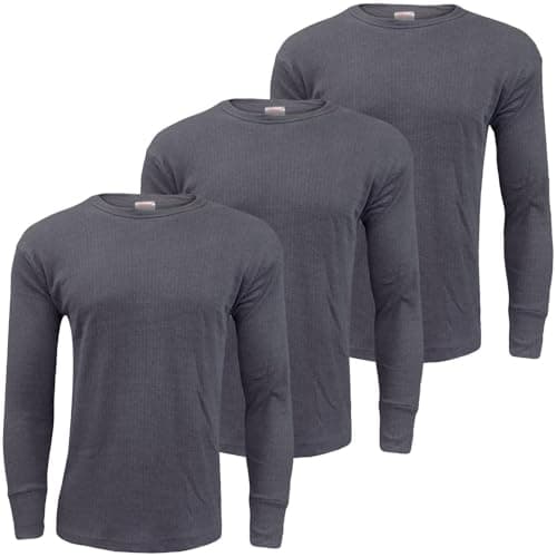 Gaffer 3 Pack Mens Thermal Top Set Long Sleeve T-Shirts Warm Baselayer Inner Underwear Vest Winter Ski Wear for Outdoor Work, Travel, and Cold Weather Charcoal 3 Pack Long Sleeve Top M