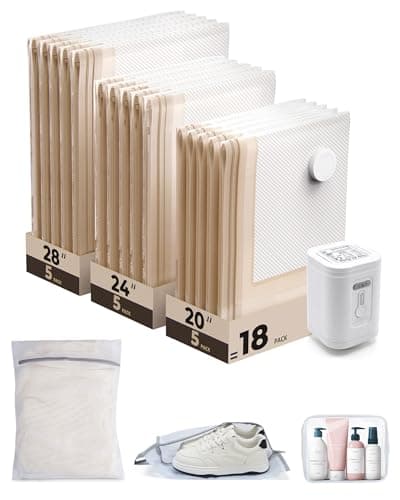BAGSMART Travel Vacuum Bags for Suitcase & Home, 18 Pack with Wireless Pump