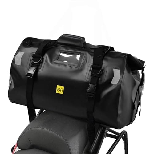JIANFA Motorcycle Tail Bag, Large Capacity 66L Waterproof Motorbike Bag Multifunctional Motorcycle Luggage with Adjustable Shoulder Strap 60×37×39cm, Black