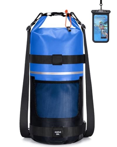 ECOHUB Waterproof Dry Bag with Waterproof Phone Case, 20L Roll Top Lightweight Dry Backpack with Long Adjustable Shoulder Strap for Kayaking Hiking Canoeing Floating Rafting Swimming, Dark Blue