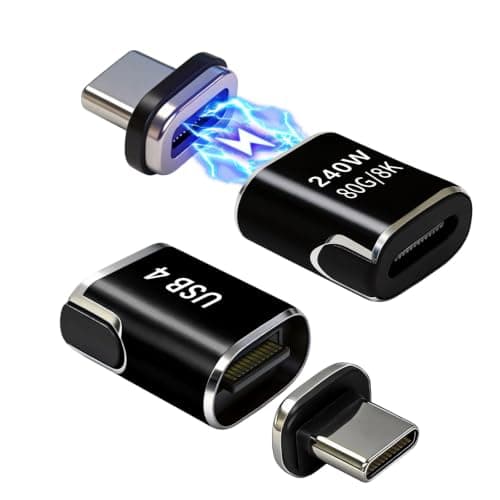 IVIVTOR USB C Magnetic Adapter - 2 Pack 240W Type C Magnet Connector 24 pin with 80Gbps & 8K Ultra-Fast Charging and High-Speed Data Transfer Suitable for Laptop Tablet Phone - Black