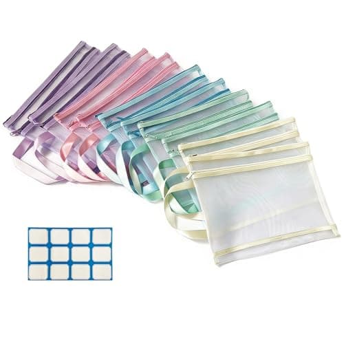 NCEDN Mesh Zipper Pouch Bags – 10 Pack A4 Double-Layer Mesh & Net Toy Storage Bags, Breathable See-Through Zipper Pouches for Board Game Storage, Kids Puzzle Storage, Books, School & Office