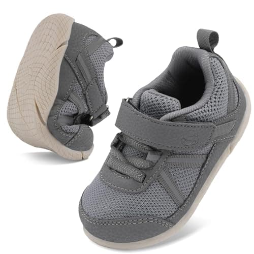 JOINFREE Toddler Boys Sneakers Non-Slip Sports Shoes Girls Sneakers Lightweight Baby Walking Shoes Grey 7.5/8 UK Child