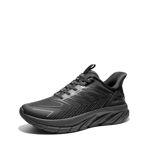 ALLSWIFIT Mens Slip On Walking Shoes Running Sneakers,All Black,9