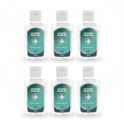 Hand Sanitiser Gel 50ml – Pack of 6 Travel Bottles | Alcohol Antibacterial Hand Gel | Fast-Drying Pocket Hand Cleaner for Home, Work, Car, School & Travel - Bulk Pack of 6