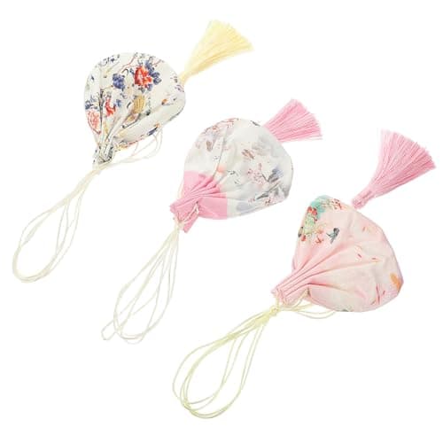NULYLU 3pcs Lavender Sachet Bag with Tassels, Portable Cotton Cloth Small Bags for Wardrobe, Car, and Travel Storage