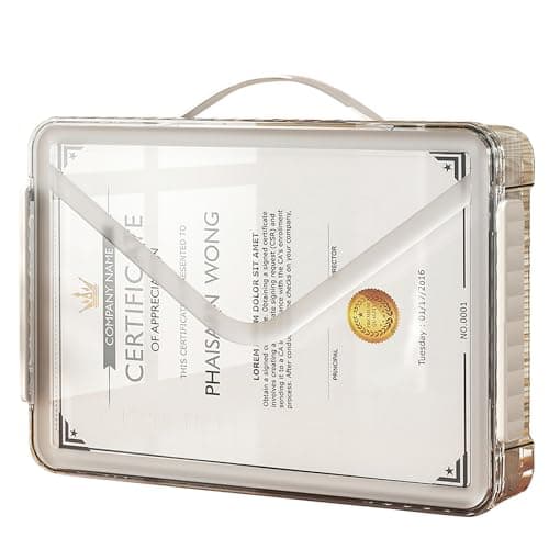 SAYEEC Plastic Storage Box Clear Stackable Storage Bins with Lids and Handle Large Capacity Storage Containers File Protector Case Organizer Portable Project Case for A4 Paper Photo Document Scrapbook