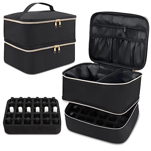 Nail Polish Organiser Bag 2-Layer Portable Nail Box for Nail Tech Black