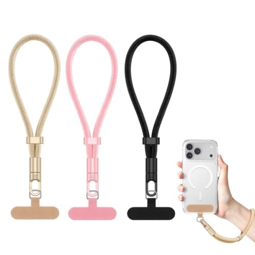 Wanme Phone Hand Wrist Strap Lanyard with Tether Tabs, for Camera, Key, Headphone (Black + Pink + Starlight)