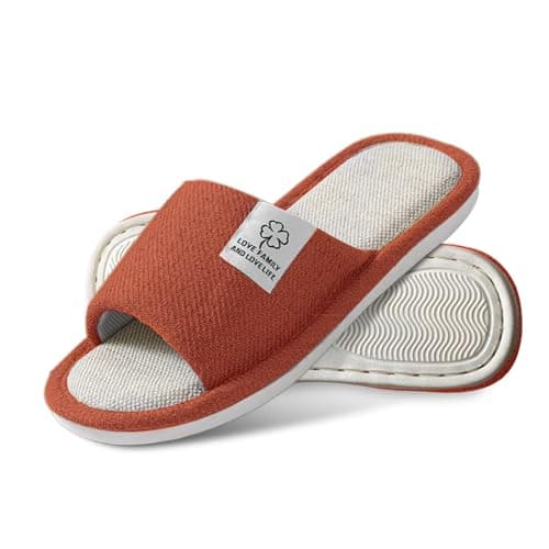 Womens Slippers, Ladies Slippers Open Toe Non-Slip Memory Foam Comfortable and Breathable Ladies House Shoes Indoor Outdoor (Red, Adult, Women, 3, Numeric Range, UK Footwear Size System, 4, Medium)