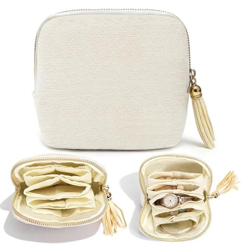 Lesbyit Travel Jewellery Organiser, Chenille Jewellery Pouch with Zipper