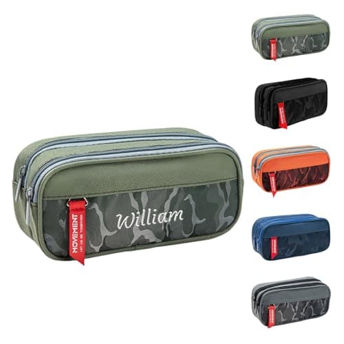 Personalized Pencil Case, Custom Pencil Pouch, Camouflage, Green