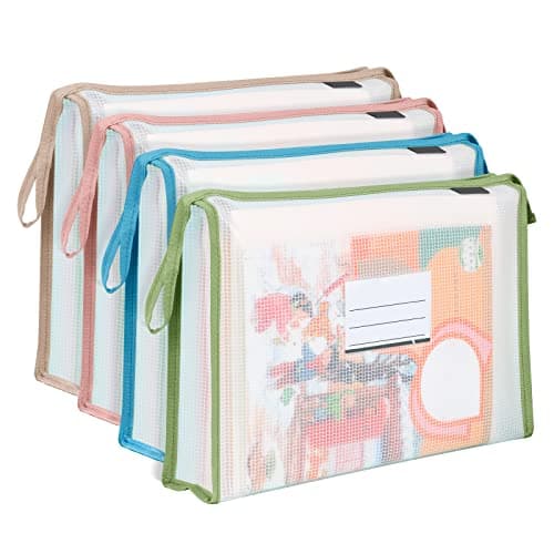 4 Pack A4 Plastic Wallet Folders with Popper,Assorted Colors