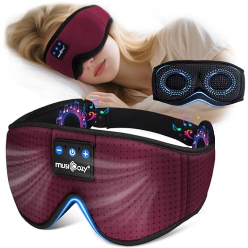 MUSICOZY Breathable Sleep Mask Headphones for Side Sleepers 100% Blackout