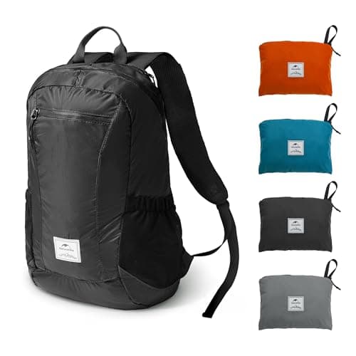 Naturehike 25L Packable Backpack - 230g Ultra Lightweight Foldable Daypack, PU2000mm Waterproof 30D Nylon Compact Hiking Rucksack for Travel, Cycling & Hiking(Black)