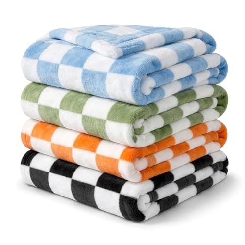 Xaztr 4 Pack Soft Baby Blankets for Newborn, 76 x 102 cm Fleece Baby Bed Blanket Swaddle Blanket for Boys Girls Toddlers Receiving Gifts, Blue Khaki Green Black