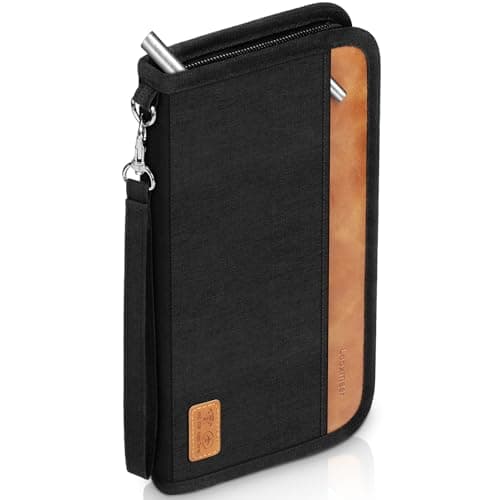 Looxmeer Family Passport Holder, RFID Blocking Travel Wallet, Wrist Strap