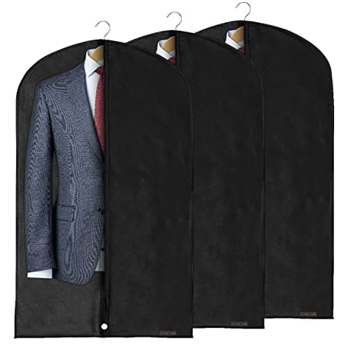 HANGERWORLD 3 Black 40 Inch Breathable Suit Coat Garment Clothes Cover Protector Bags