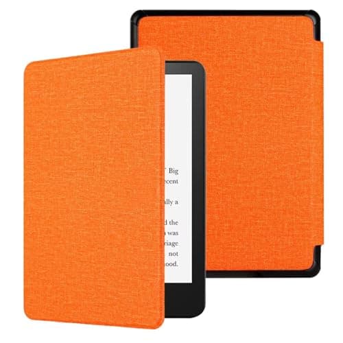 CIAOYE Compatible with 6" New Kindle 11th Generation Case 2024/2022 Release, Lightweight PU Leather Hard Plastic Cover with Smart Auto Wake/Sleep for Amazon Kindle 11th Generation 2024/2022, Orange