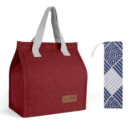 Vicloon Lunch Bags for Women Men, Portable Lunch Box Bag, Insulated Cooler Bag Thermal Leak-Proof Lunch Organizer, Thermal Cooler Bag for Work Outdoor School Travel - Wine Red