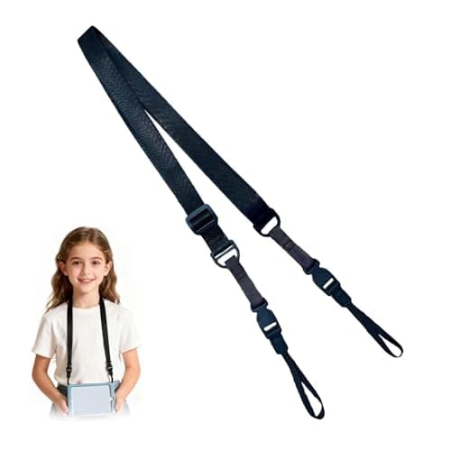 Funver Universal Black Tablet Shoulder Strap for Tablet Case, Adjustable & Detachable Carrying Strap Replacement with Quick Release Buckles for IPad Samsung Tab Cases Camera Bags (Buckle Style)