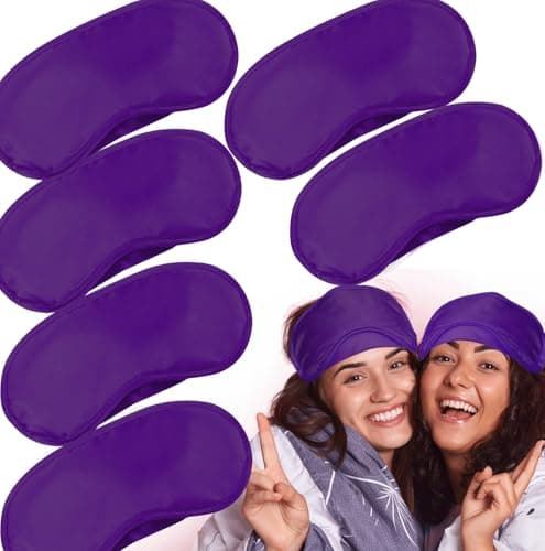 Vandorla Pack of 6 Sleeping Masks, Party Mask, Travel, Sleep Gear, Party Supplies with Adjustable Strap for Women, Men and Kids, Purple