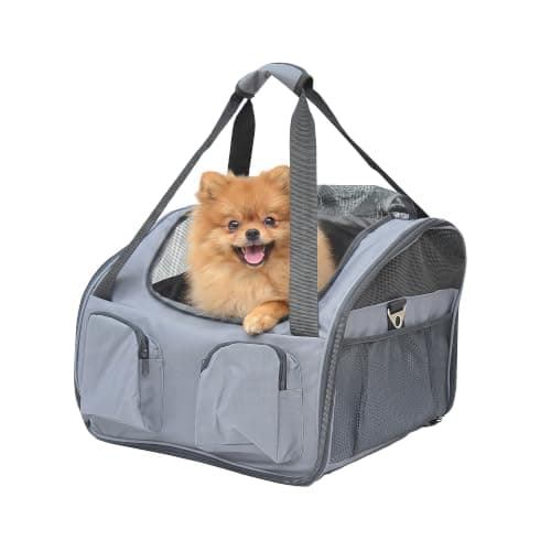 PawHut Soft Sided Pet Carrier Foldable Cat Carrier Dog Puppy Grey
