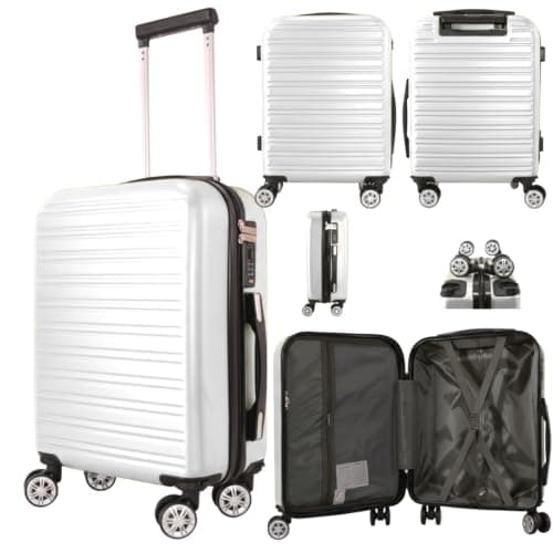 Underseat Travel Case 45 x 36 x 20cm EasyJet Approved Size with Removable Wheels (T-HC-US-1832) (White)