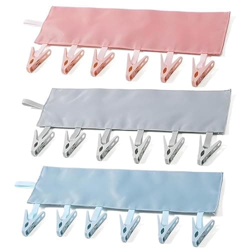 Hbbgdiy 3 Pack Travel Hangers Portable Foldable Hangers with 6 Clips for Swimsuits Towel Socks Underwear Space Saving Drying Rack for Hotels Camping Vacation Lightweight Compact Travel Essentials