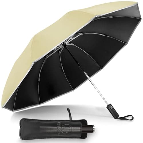DSDCDJ Strongest Windproof Travel Umbrella, Beige