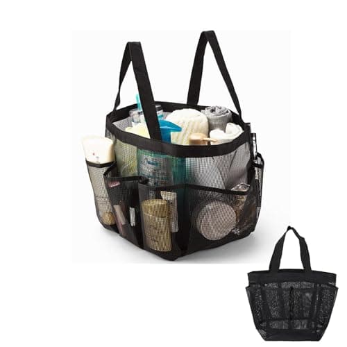 Shower Bag, Portable Mesh Shower Bag, Foldable Quick Dry Beach Bag Mesh, With 8 Pockets For, Suitable For Gyms, Travel, Shower, Swimming, Beaches, And Summer Camps, Etc(Black)