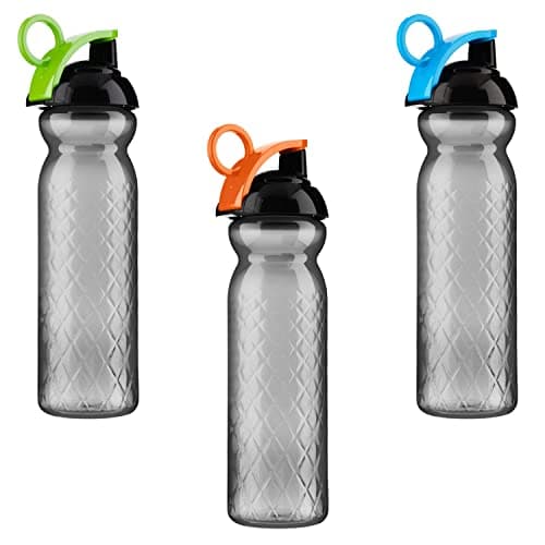 Homeshopa Sports Water Bottle, 680ml Non-Toxic BPA Free Flip Top Lid Plastic Bottle, Durable Leak Proof Drinking Bottle For Running, Gym, Fitness, Yoga, Outdoors and Camping (Pack of 3)