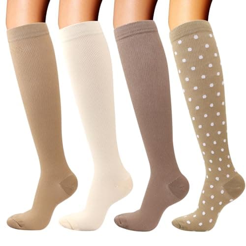 DRESHOW 4 Pairs Compression Socks For Women&Men Circulation Best Support for Athletic Running Cycling Travel