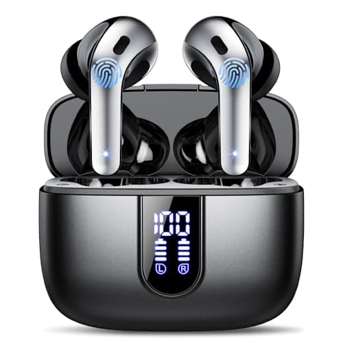Ear Buds Wireless Earbuds, 50H Playtime Bluetooth Earbuds, Bluetooth Headphones 5.3, Bass Boost 85%, In Ear Headphones with 4 ENC Call Noise Cancelling Mics, Earbuds IPX7 Waterproof, USB-C Pearl Black