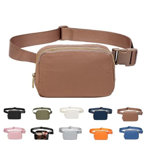 JENCVNL Belt Bag for Women Men, Fashion Bumbags for Ladies Small Crossbody Bags Fanny Pack Lightweight Waist Pack with Adjustable Strap for Running Hiking Workout Traveling (Brown)