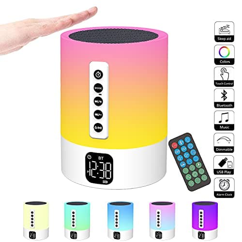 Night Light Portable Bluetooth Speaker with Alarm Clock Gifts for kids Teen