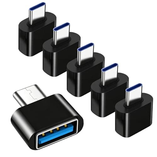 USB-C to USB Adapter 6Pcs, USB Type-C to USB-A Adapter, High-Speed Data Transfer, Compatible with Samsung Galaxy Type-C Smartphones and Tablets, Black