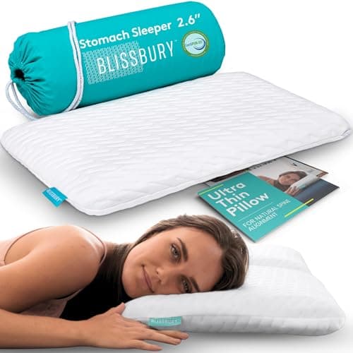 BLISSBURY Thin Flat Pillow, Memory Foam Pillow, Ultra Thin, 6.5 cm
